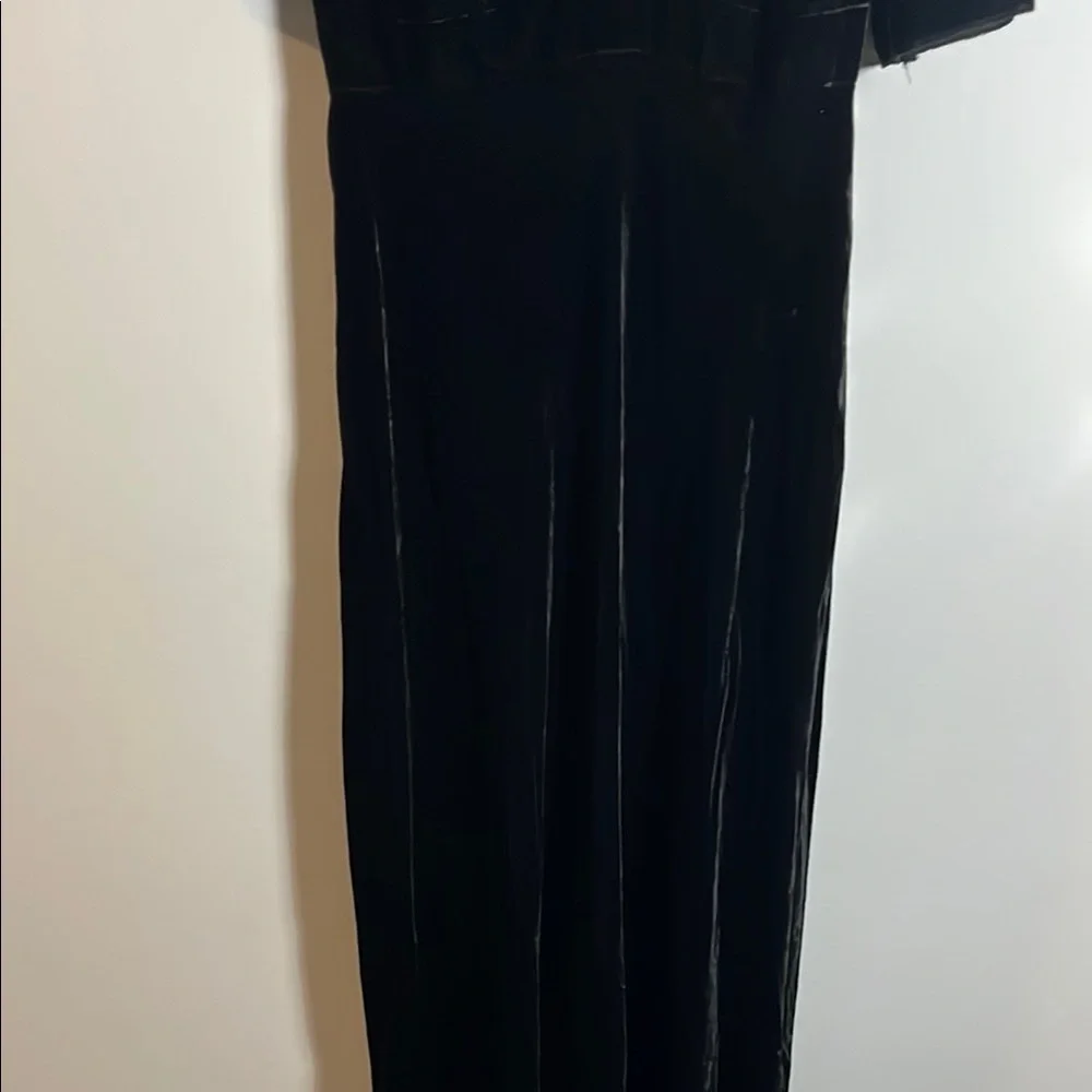 Jill Stuart Elegant Black Long Short Sleeve Velvet Dress - Picture 4 of 7